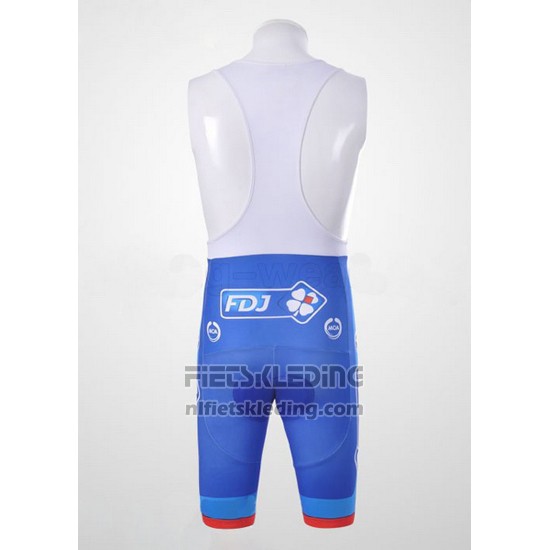 2010 Fietskleding FDJ Wit en Azuur Korte Mouwen en Koersbroek